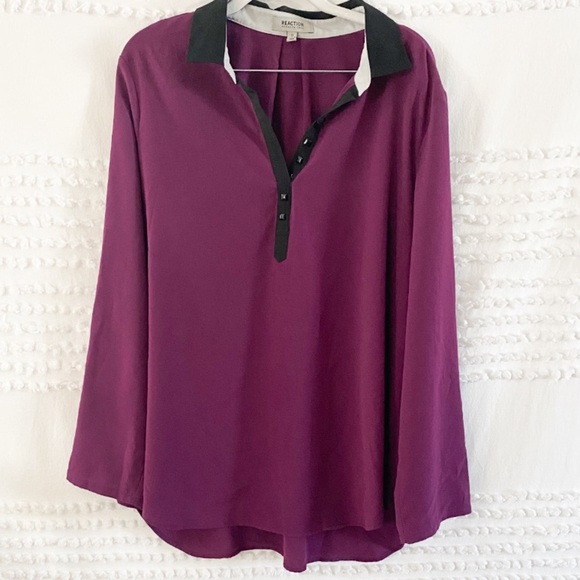 Reaction Kenneth Cole purple collared blouse xl - Picture 1 of 7